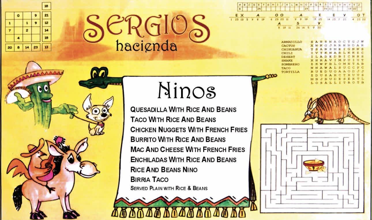 Sergios Hacienda - Kids Menu (2026)